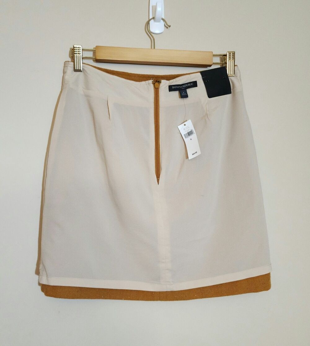 NWT Banana Republic Womens Wool Blend Mini Skirt Mustard Yellow Lined Sz 4 - Picture 5 of 8